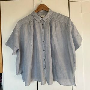 Lou & Grey Blue and White Striped Button-Down Shirt